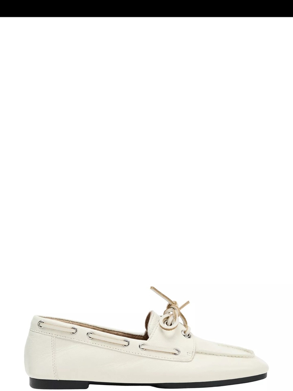 Zara Cream Lace-Tie Boat Loafer